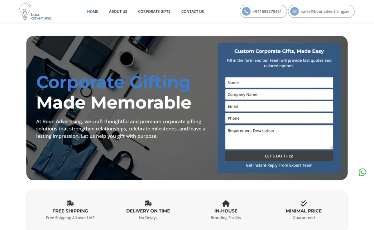 Boon Advertising Corporate Gifting Home Page